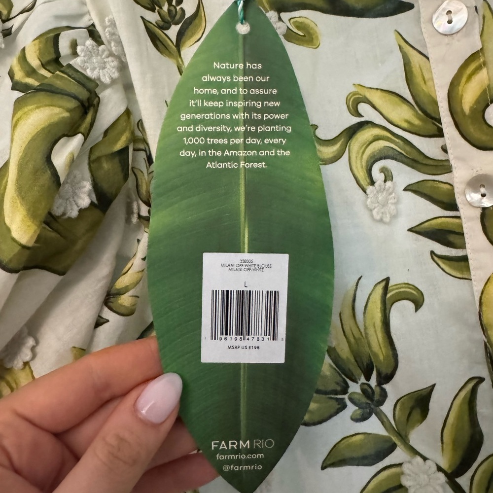 FARM Rio Green and Cream Botanical Embroidered Top - Picture 4 of 8